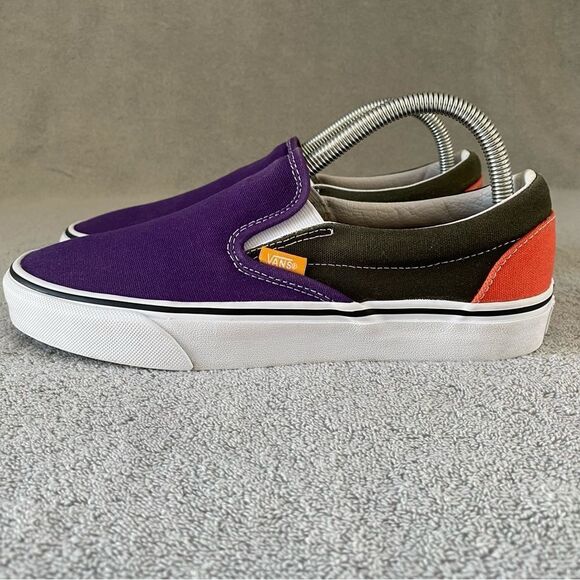 Vans Womens 9.5 Classic Slip On Sneaker Shoes Color Block Purple Black Blue - Picture 3 of 8
